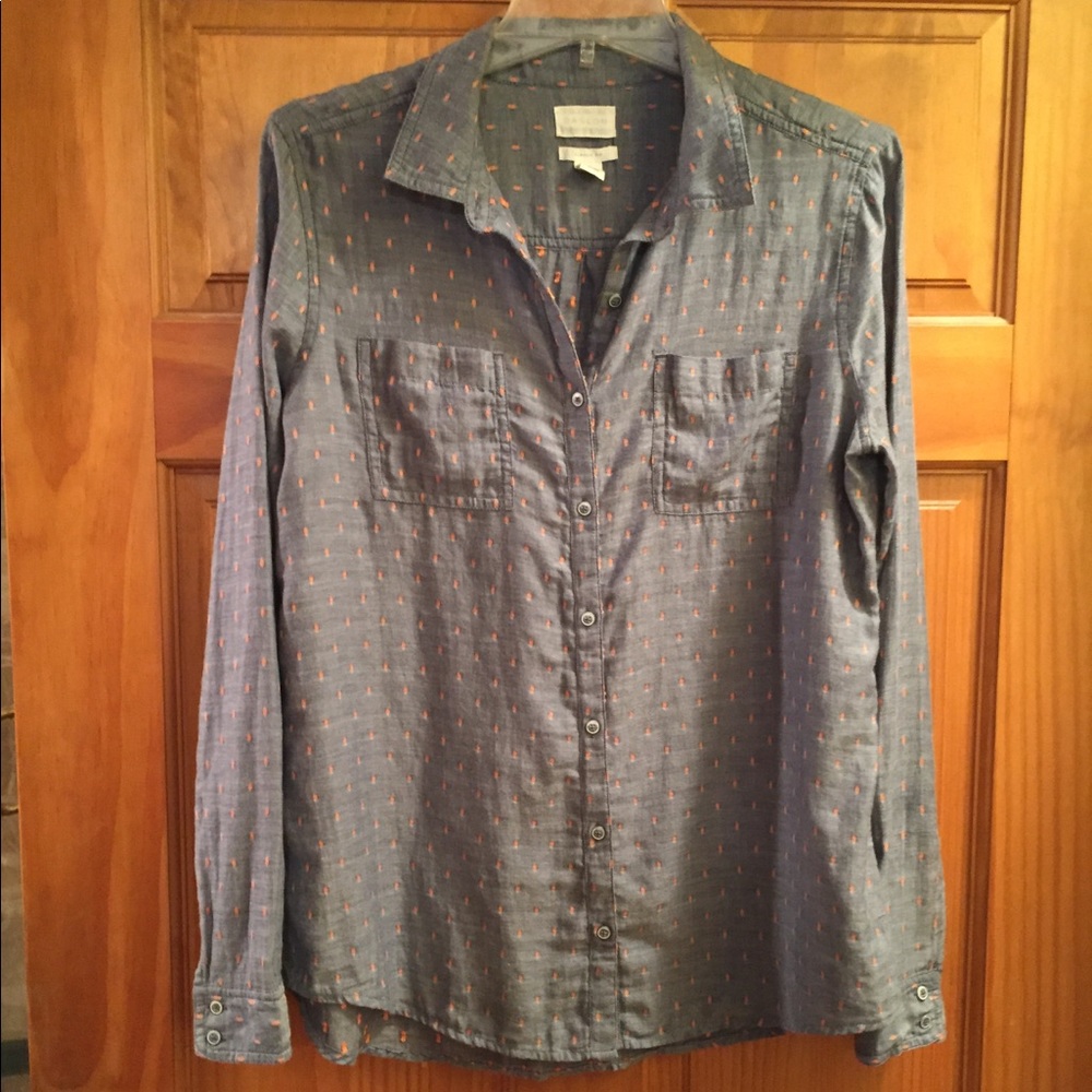 Blue Button Down with Pink Accents